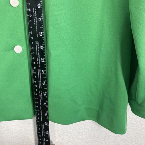 Vintage Wilroy Traveller Shirt Womens 18 Green Mandarin Collar Tunic USA 70s - Picture 8 of 16